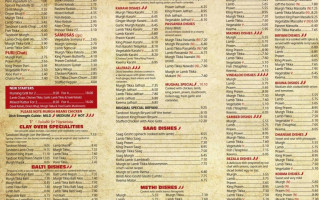 Mughal Balti House menu