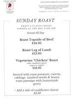 Red Lion Inn menu