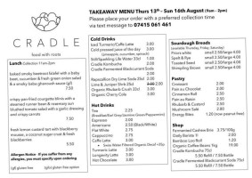 Cradle menu