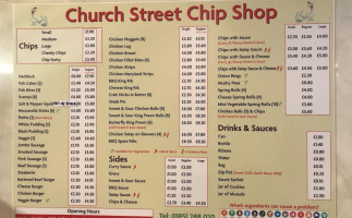 Church Street Chip Shop menu