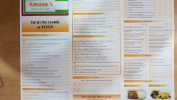 Amaans Indian Takeaway menu