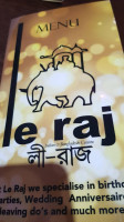 Le Raj menu