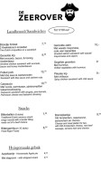 De Zeerover Zandvoort menu