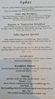 Sykes Bistro Cafe menu