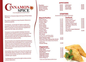 Cinnamon Spice menu