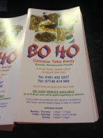 Bo Ho Chinese Take Away menu