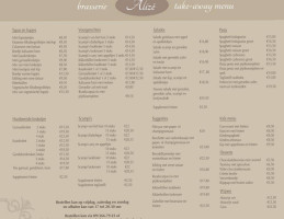 Brasserie Alizé menu
