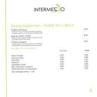 Intermezzo Eetcafe menu