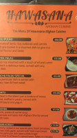 Hawasana Afghan Cuisine menu