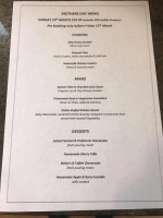 The Harvey Arms menu