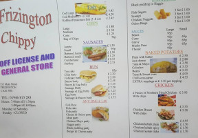 Frizington Chippy menu