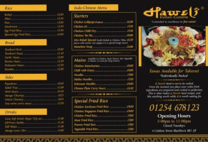 Haweli Indian Cuisine menu