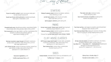 The Cliff House menu