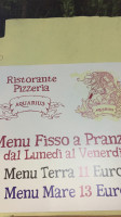 Pizzeria Aquarius menu
