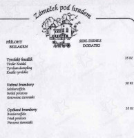 Restaurace Zámeček Pod Hradem menu