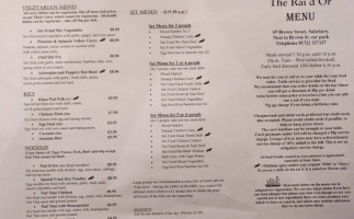 Rai d'Or Thai bar restaurant menu