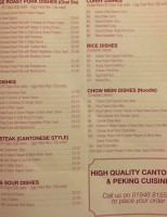 Canton Chef menu