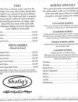 Shafiq's Shimla Cottage menu