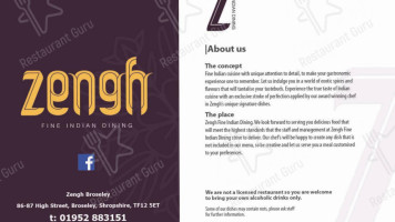 Zengh Fine Indian Dining menu