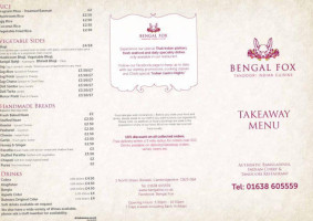 Bengal Fox menu