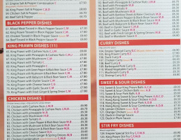 Empire Chinese menu
