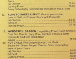 Luke Vic And Kingfisher menu