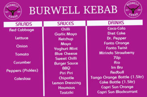 Burwell Kebab menu