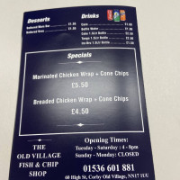 The Old Village Fish Chip Shop menu