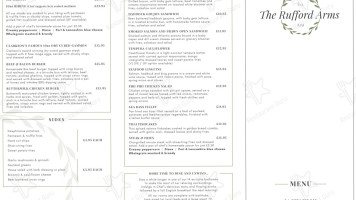 Rufford Arms menu