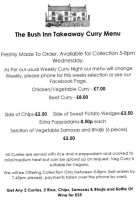 The Bush Inn menu