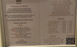 Becks Fish And Chips menu