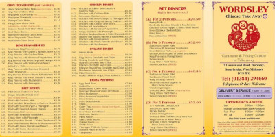 Wordsley Chinese menu