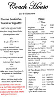 The Coach House Bar And Restaurant menu
