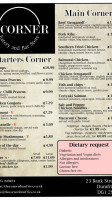 The Corner Eatery And Store menu