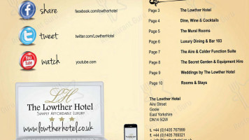 The Lowther Entertainment Complex menu