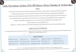 The Little Downham Anchor menu