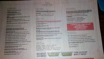 Foxtons And Grill menu