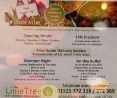 The Lime Tree menu
