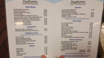 Inghams Fish menu