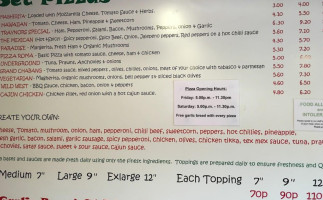 Traynors Carry-out menu