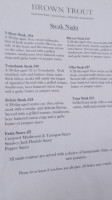 The Brown Trout Pub menu