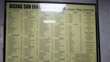 Rising Sun menu