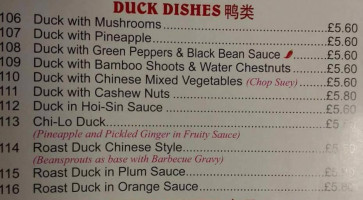 Ruby Chinese Take Away menu