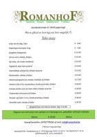 Romanhof Bv menu