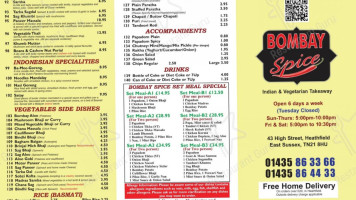 Bombay Spice menu
