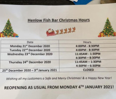 Henlow Fish menu