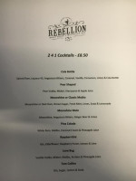 Rebellion Roast House Moonshine menu