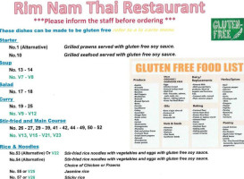 Rim Nam Thai menu