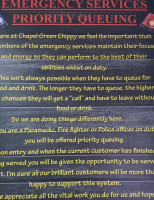 Chapel Green Chippy menu