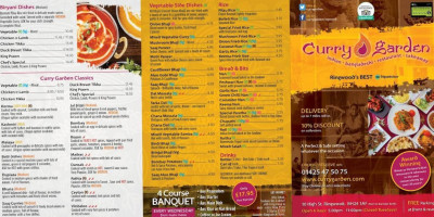 The Curry Garden Takeaway menu